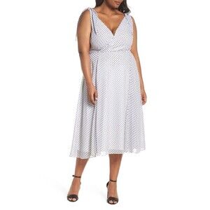 City Chic Alika Dot Fit & Flare Dress (Plus Size) 22 XL